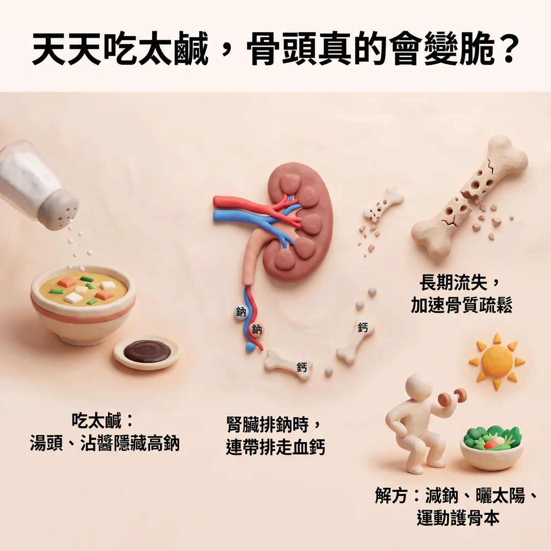 吃太鹹對骨骼的影響(圖/AI生成製圖)