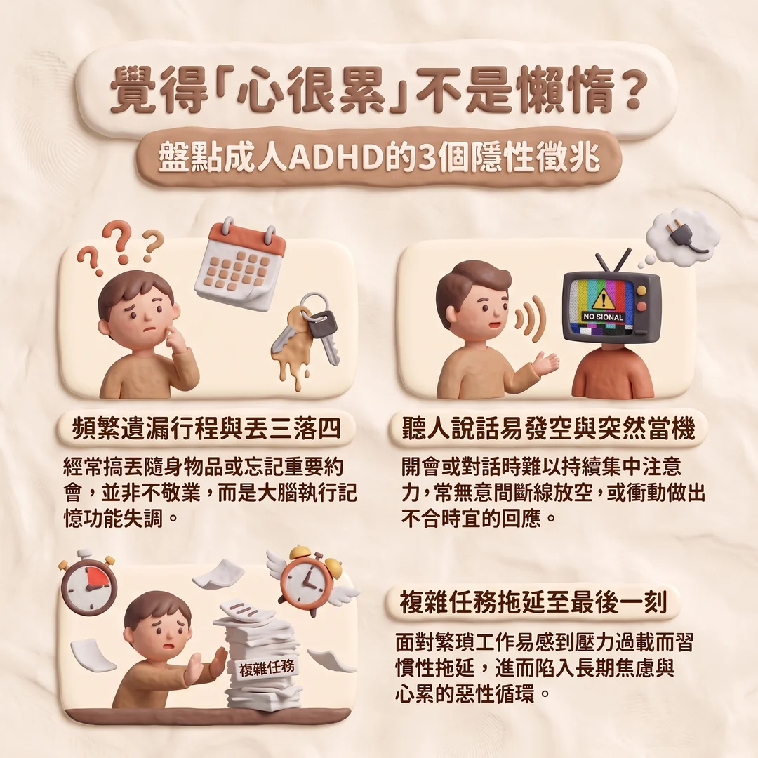 成人ADHD的隱性徵兆(圖/AI生成製圖)