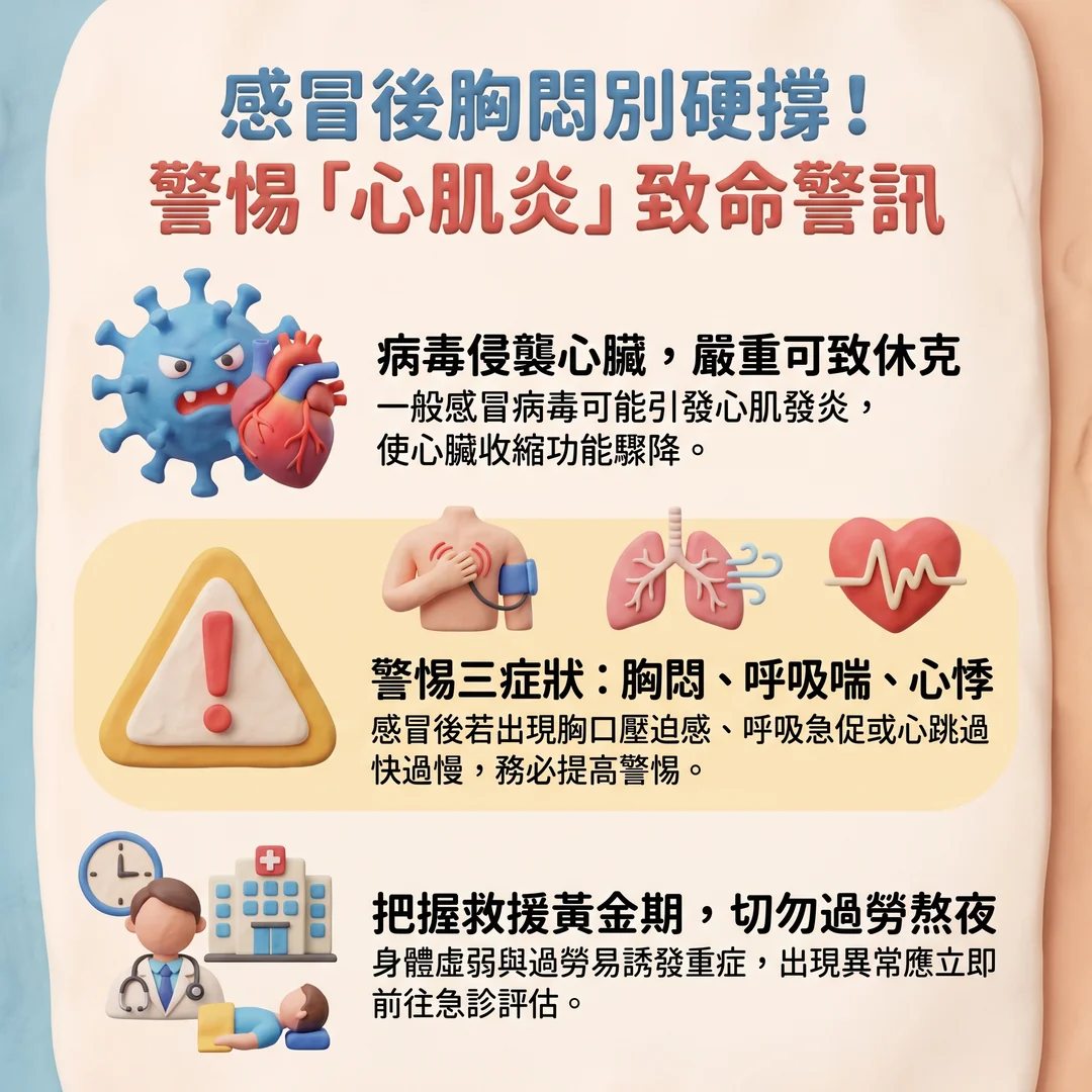 警惕心肌炎致命警訊(圖/AI生成製圖)