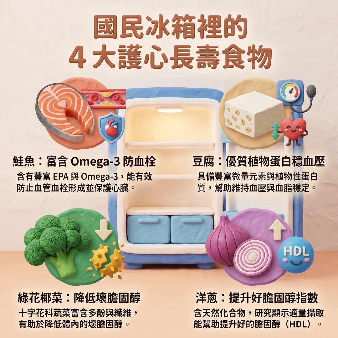4大護心長壽食物(圖/AI生成製圖)