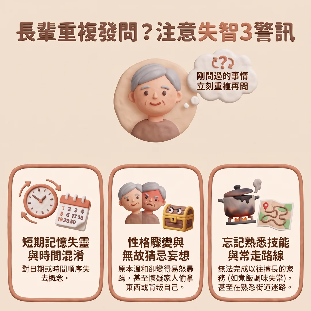 長輩失智三大警訊（圖／AI生成製圖）