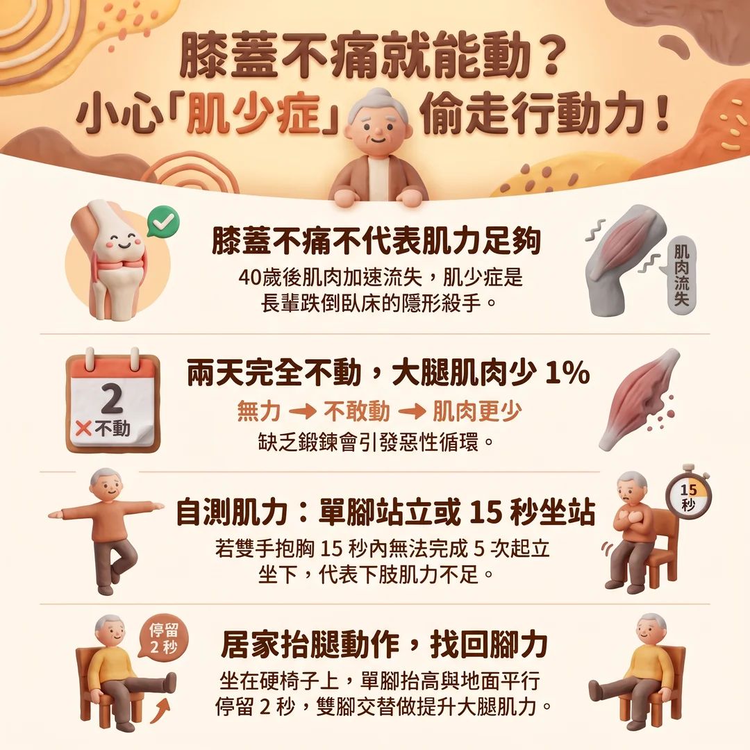 肌少症與腿部肌力衛教(圖/AI生成製圖)