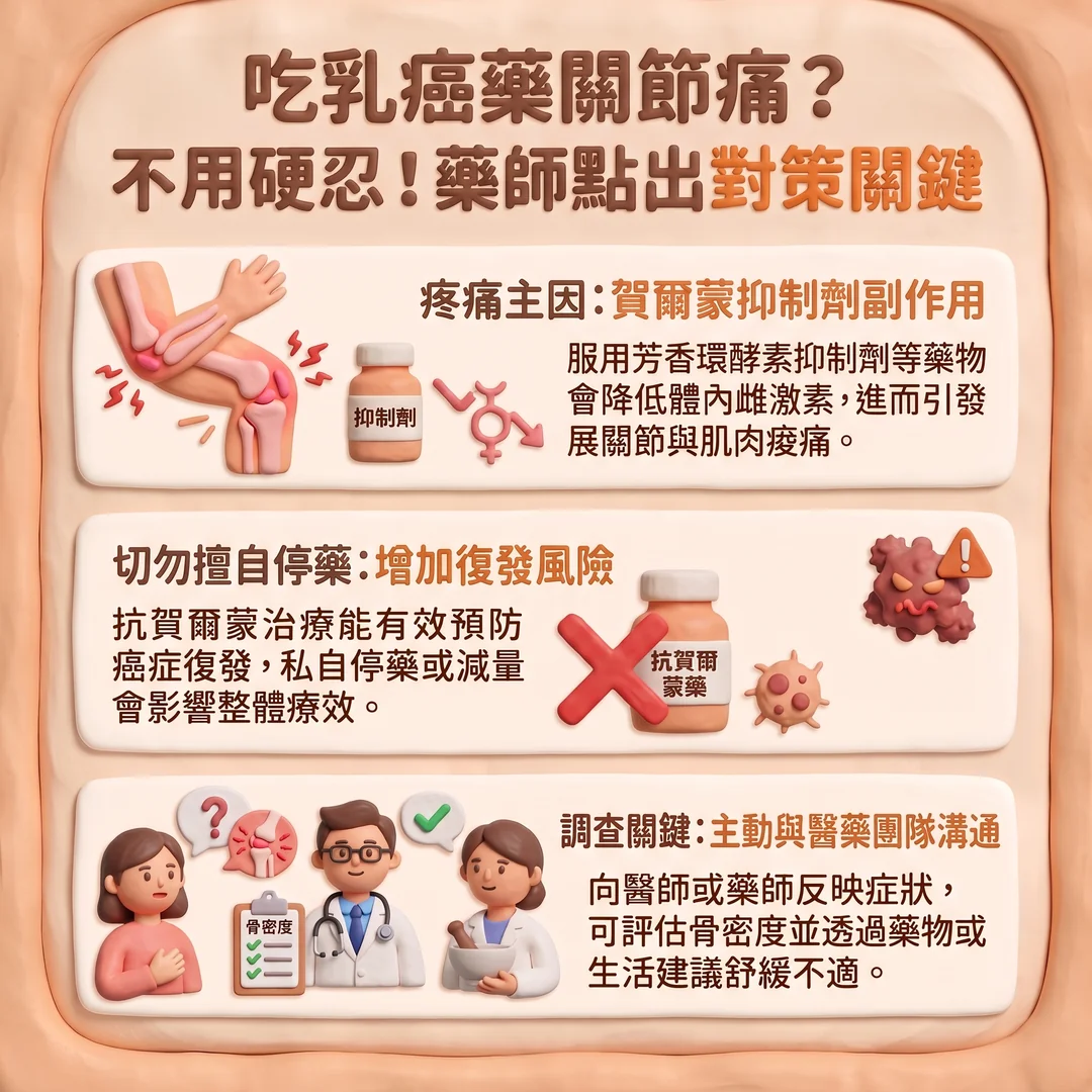 乳癌藥關節痛對策（圖／AI生成製圖）