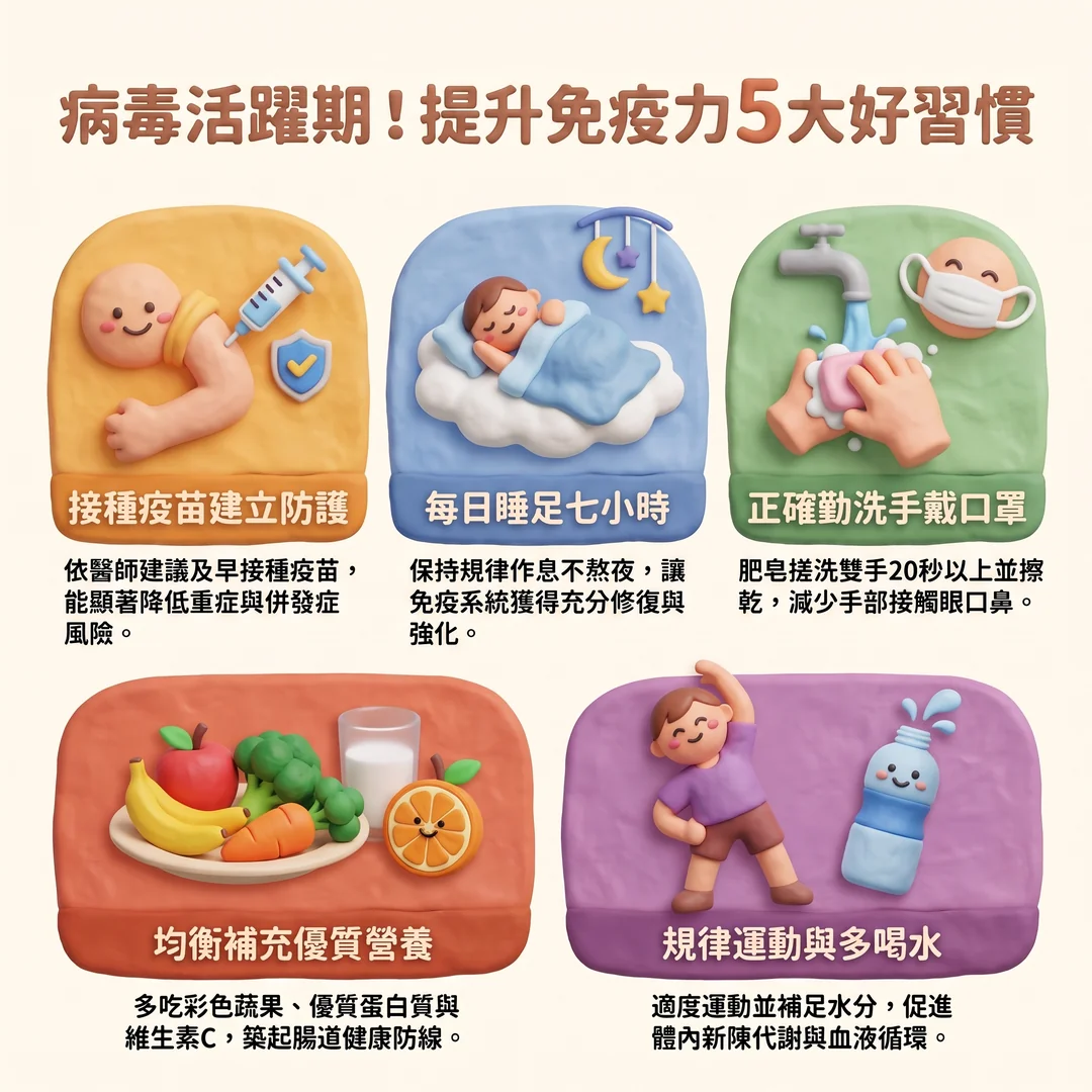 提升免疫力5大好習慣(圖/AI生成製圖)