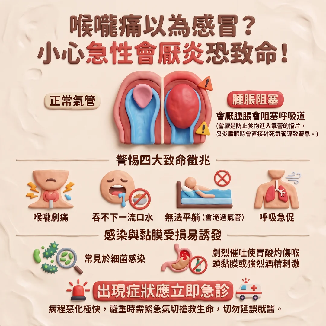 警惕急性會厭炎（圖／AI生成製圖）