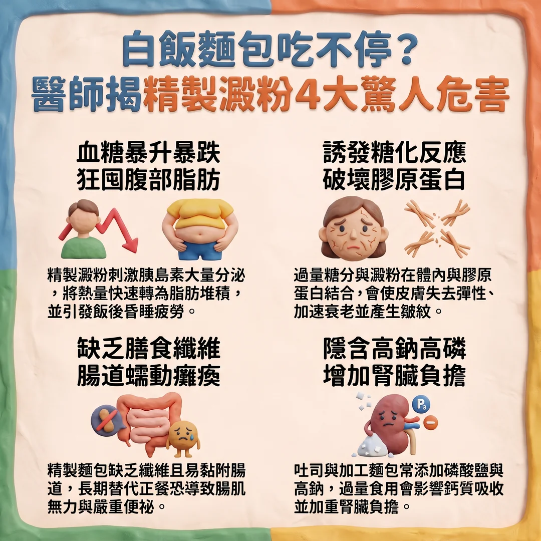 精製澱粉四大危害(圖/AI生成製圖)
