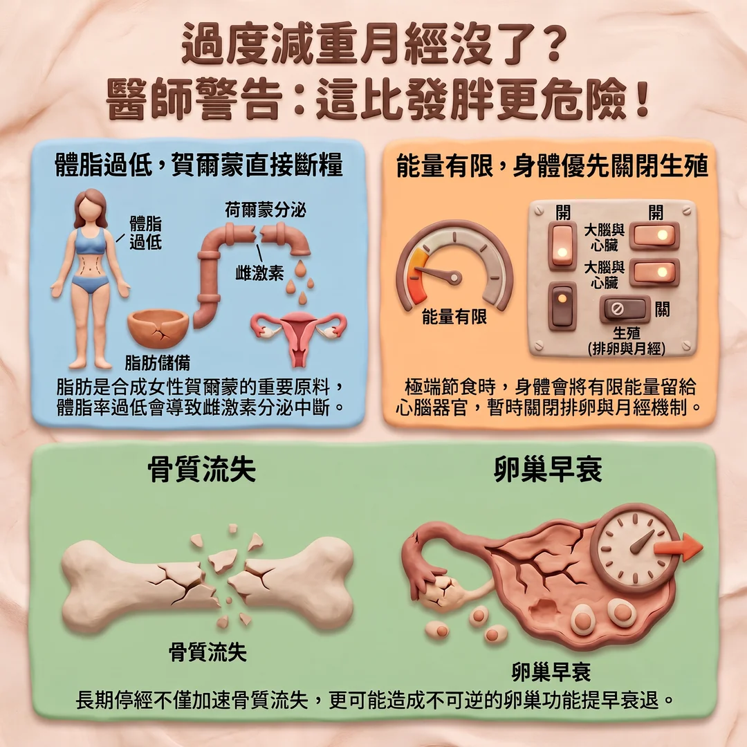 過度減重的停經危害（圖／AI生成製圖）