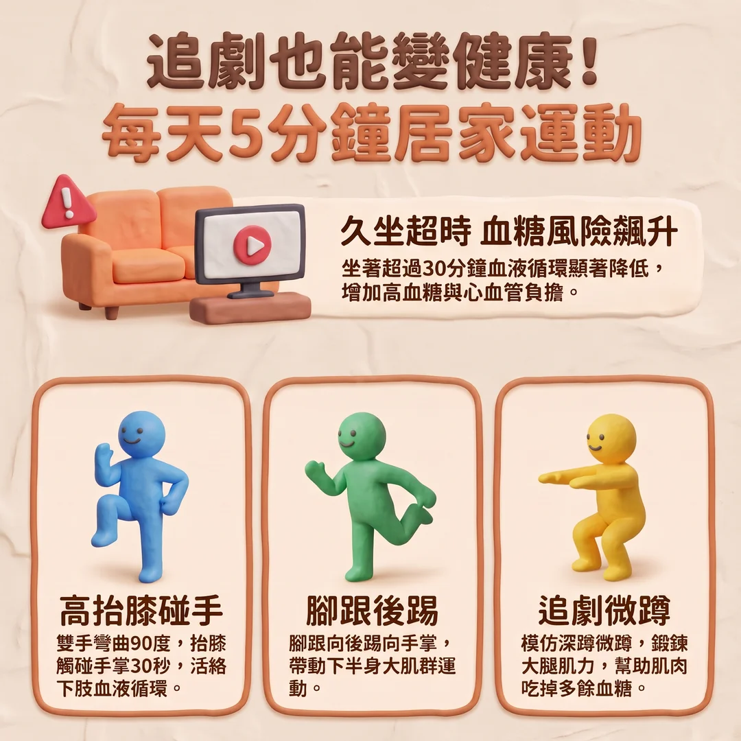 追劇5分鐘居家運動（圖／AI生成製圖）