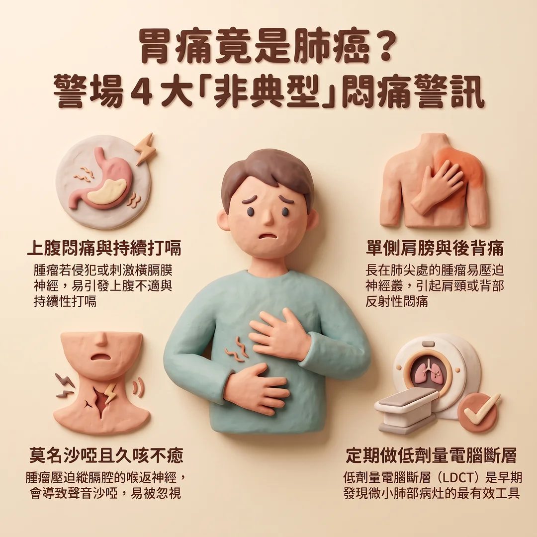 肺癌四大非典型警訊(圖/AI生成製圖)