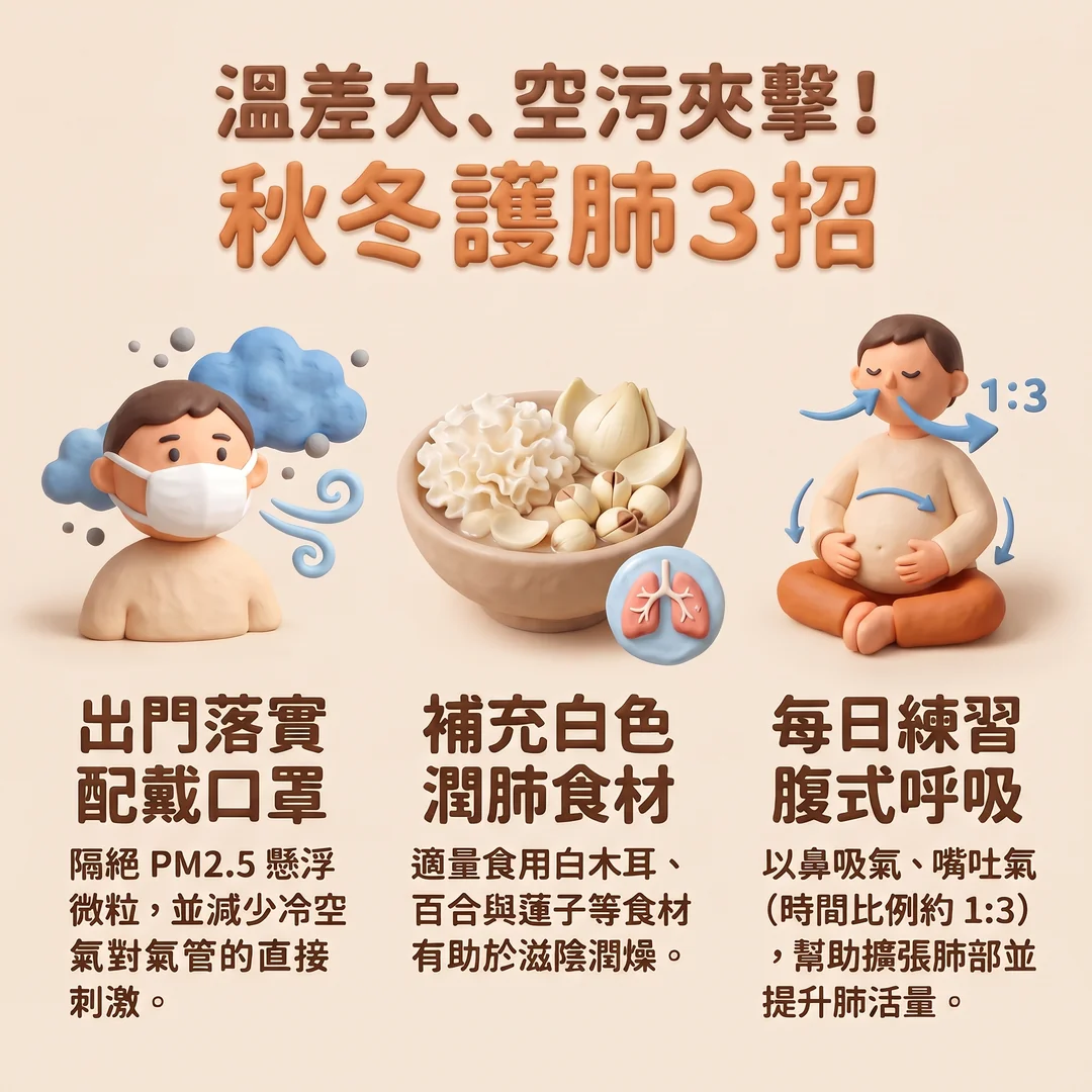 秋冬護肺三招(圖/AI生成製圖)
