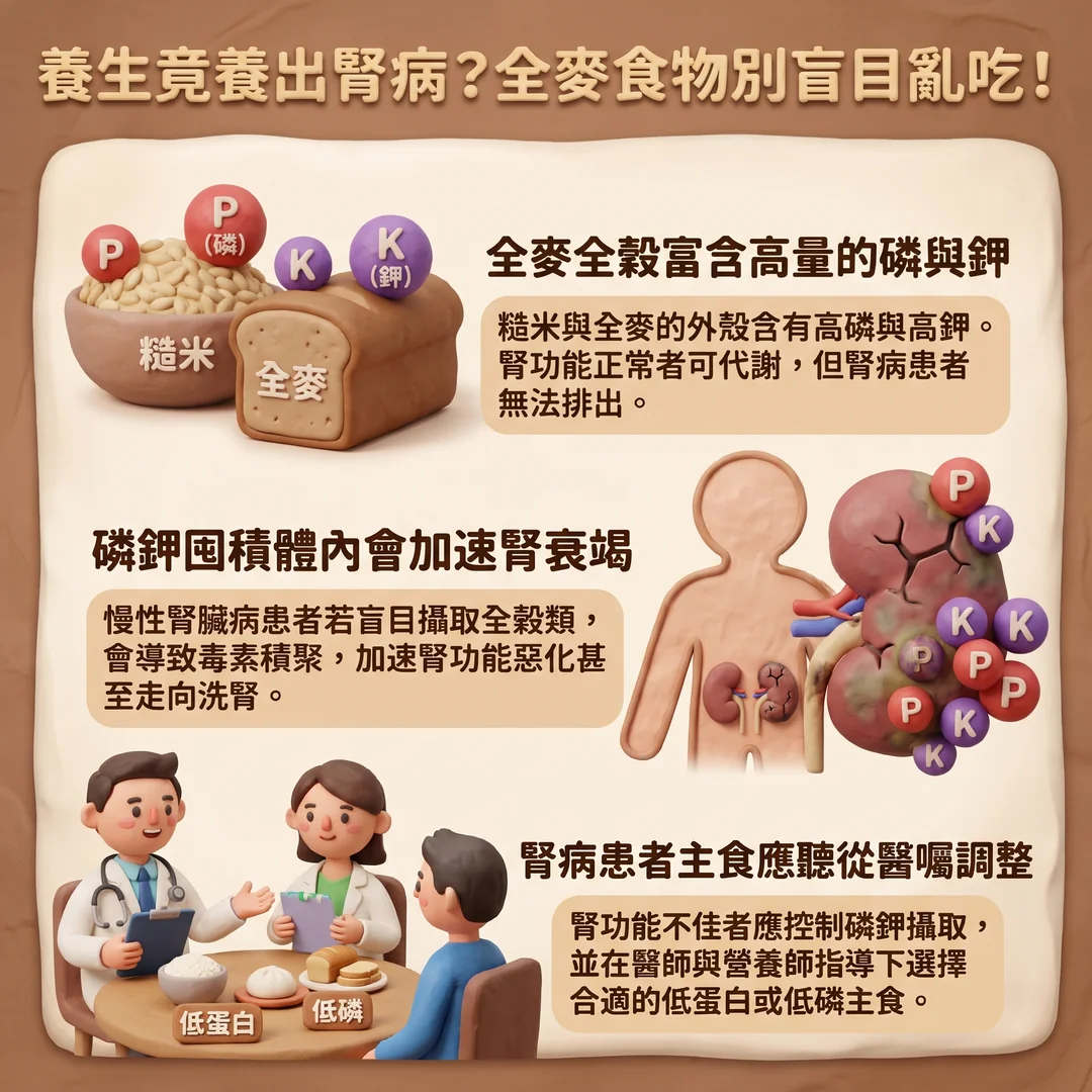 全麥食物與腎臟健康(圖/AI生成製圖)
