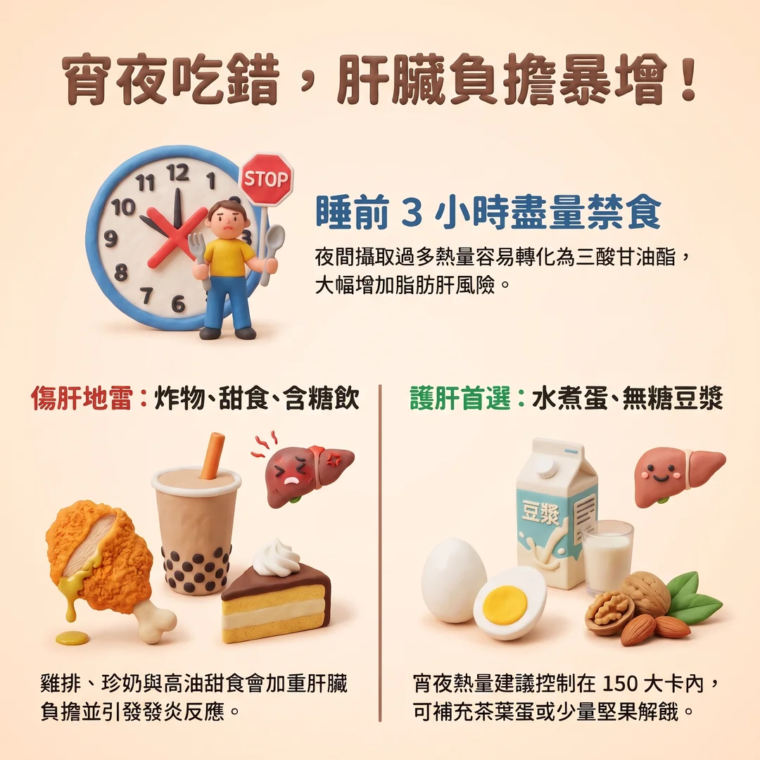 宵夜擇食護肝指南(圖/AI生成製圖)