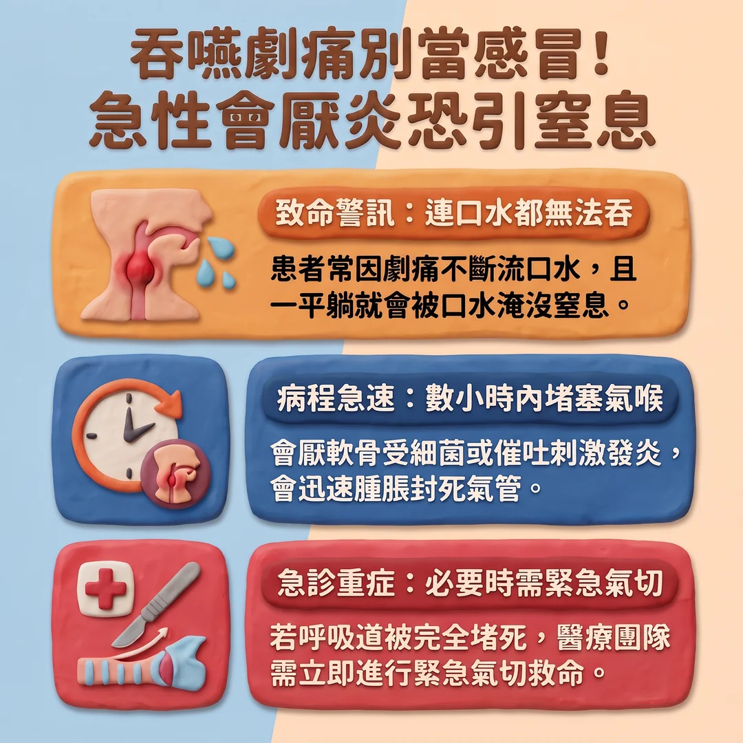 急性會厭炎警訊(圖/AI生成製圖)