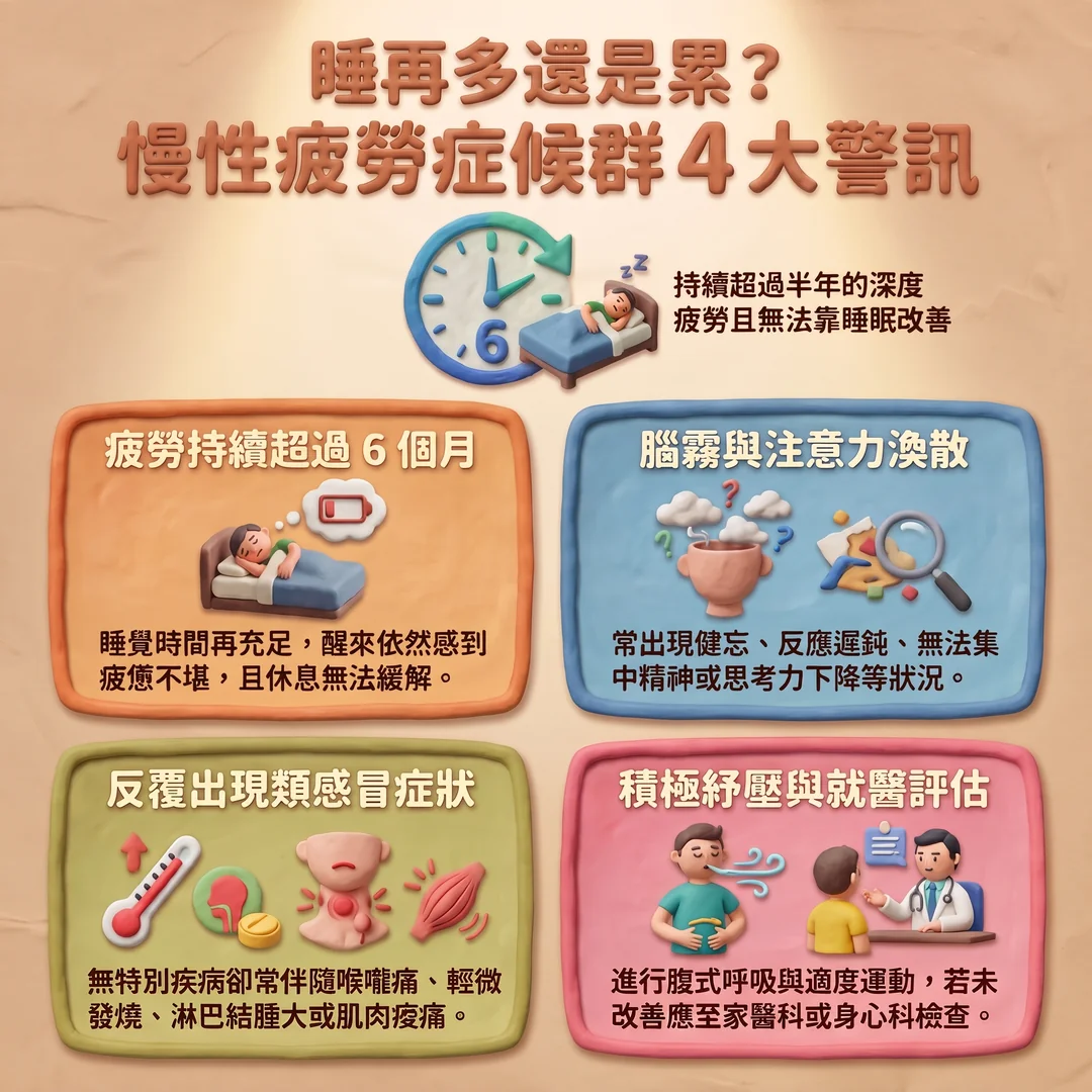 慢性疲勞症候群4大警訊(圖/AI生成製圖)