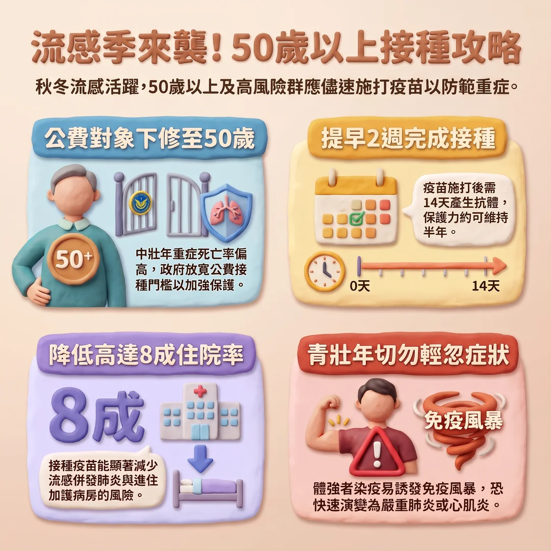 流感疫苗接種攻略（圖／AI生成製圖）