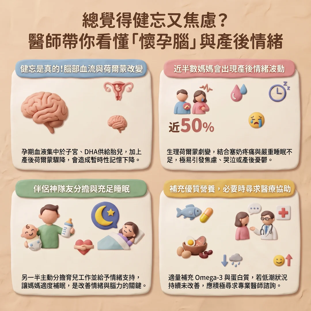 解析懷孕腦與產後情緒(圖/AI生成製圖)