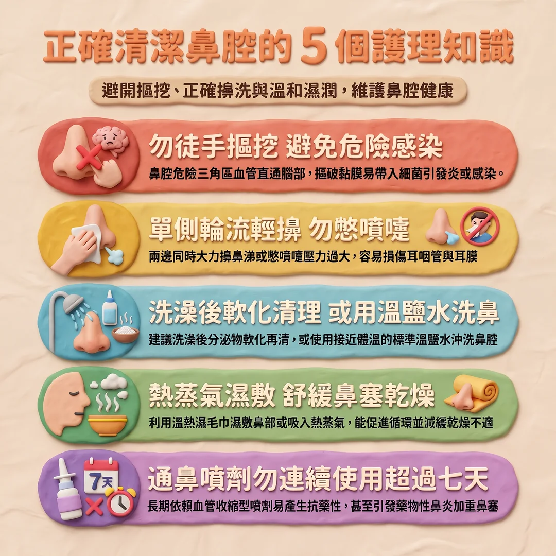 正確清潔鼻腔五大知識(圖/AI生成製圖)