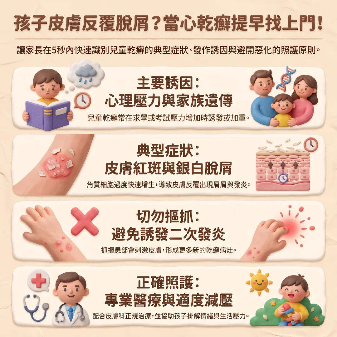 兒童乾癬照護指南(圖/AI生成製圖)